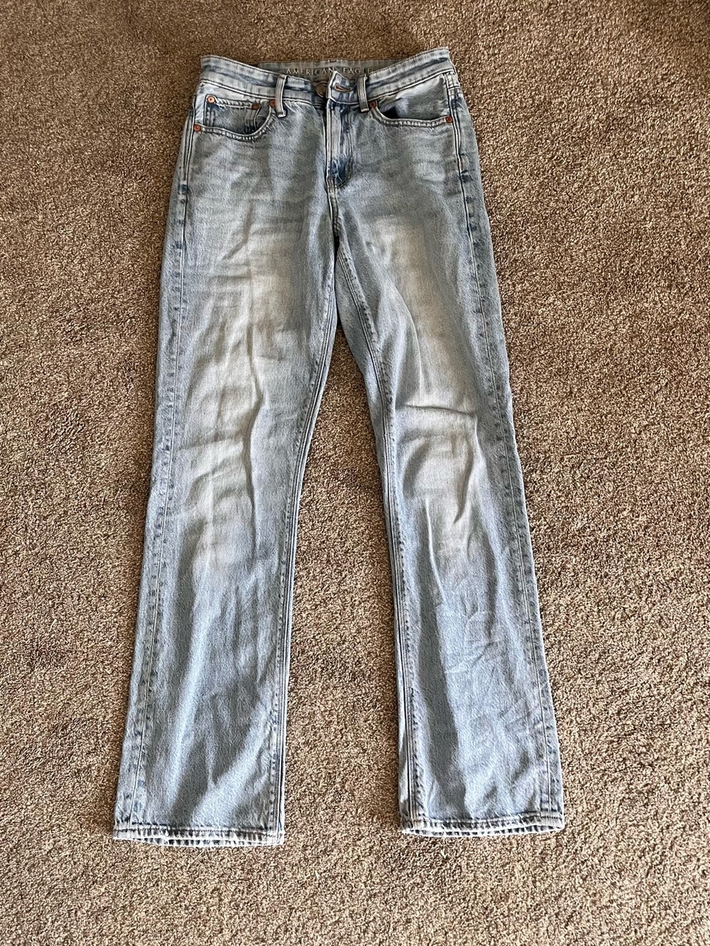 American Eagle Outfitters Light Wash Straight Leg Jeans - Light Blue